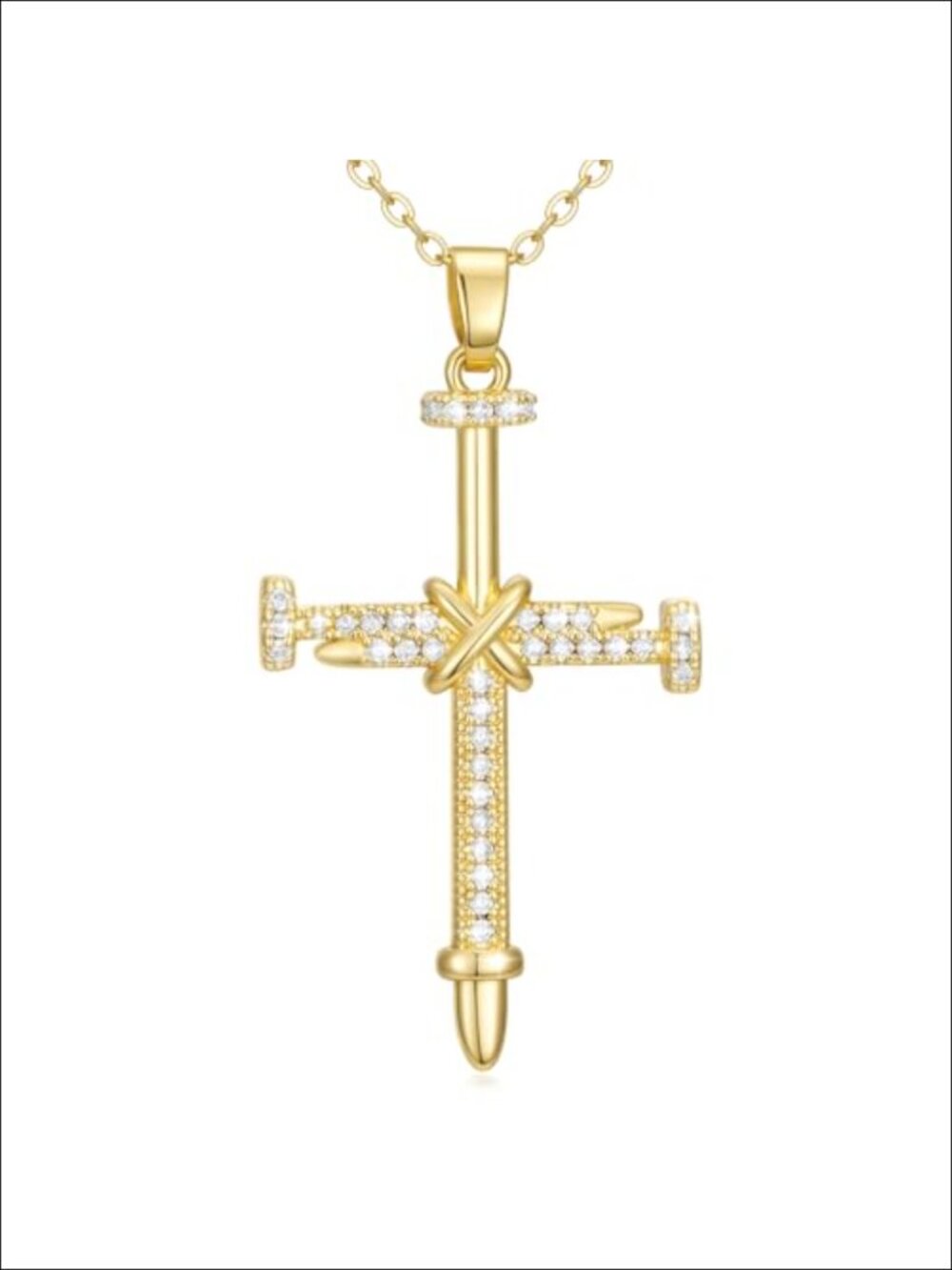 14K Gold Plated Cross Necklace Cubic Zirconia Pendant for Women Religious